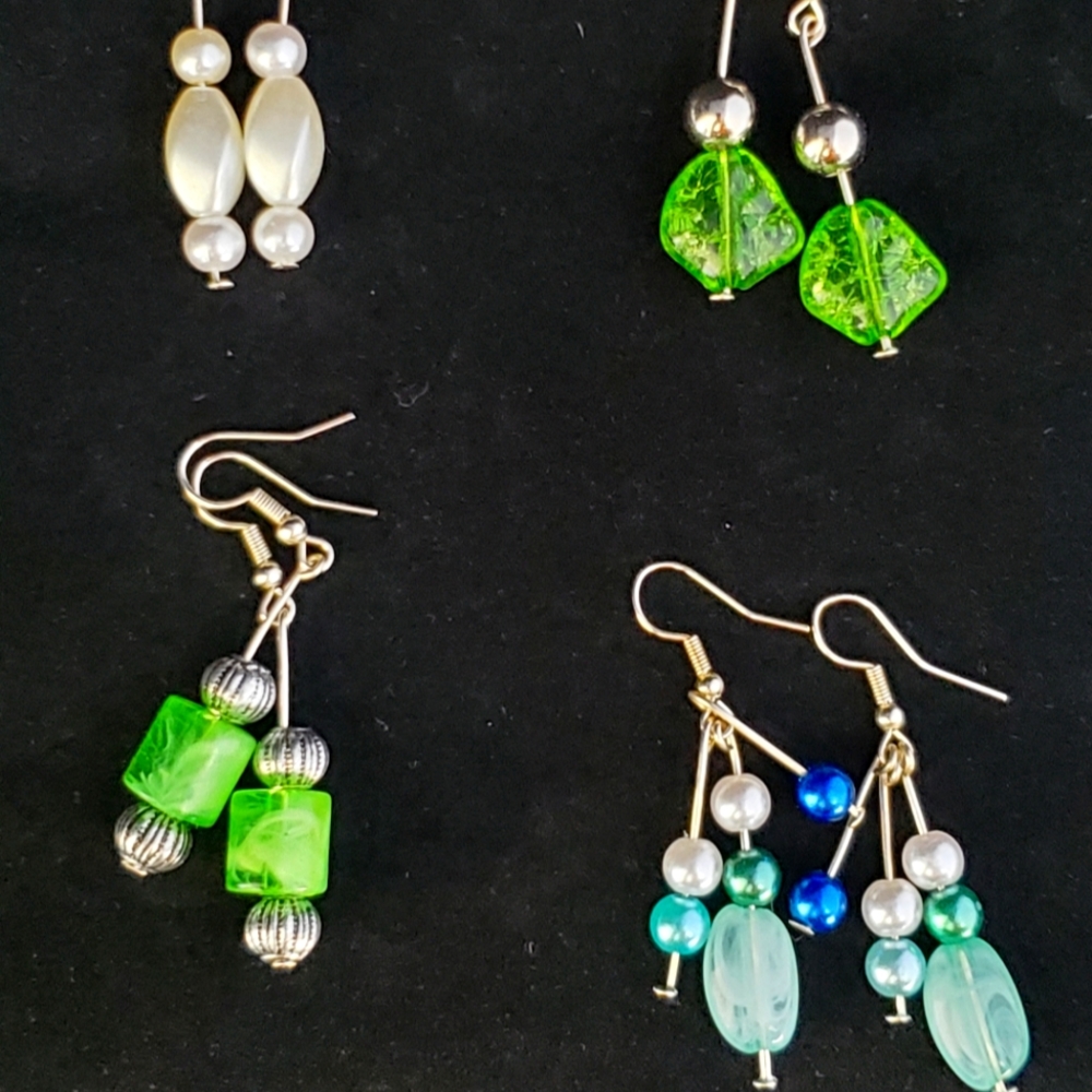 4 Sets of Beaded Drop Down Earrings!